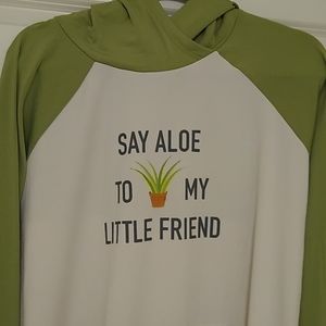 LULAROE "Say Aloe" Hoodie Green & White Size L
